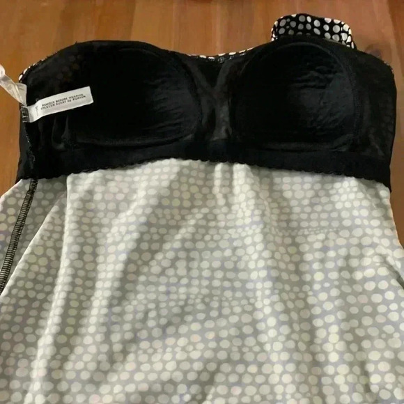 Krista  Black w White Polka Dots Tankini Top w Adjustable Straps & Light Padding - Picture 5 of 8